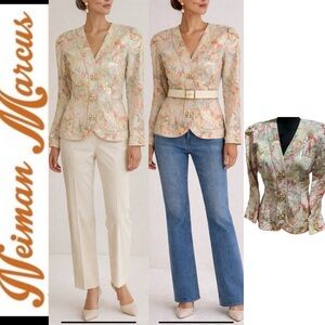 Vintage 1980s Neiman Marcus Sequin Floral Evening Jacket - Made in USA size 8